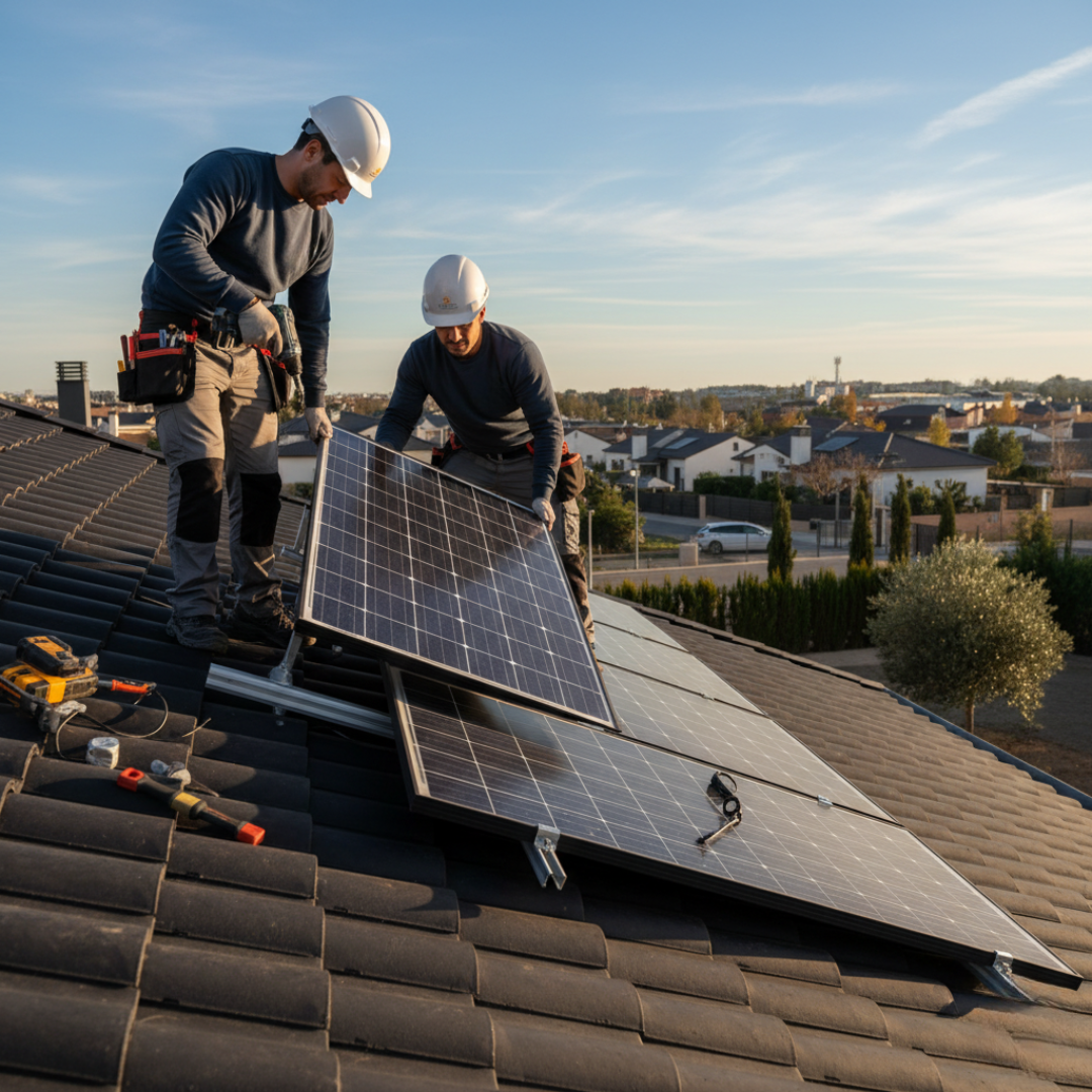 Instalación profesional de kits solares de autoconsumo en una vivienda moderna