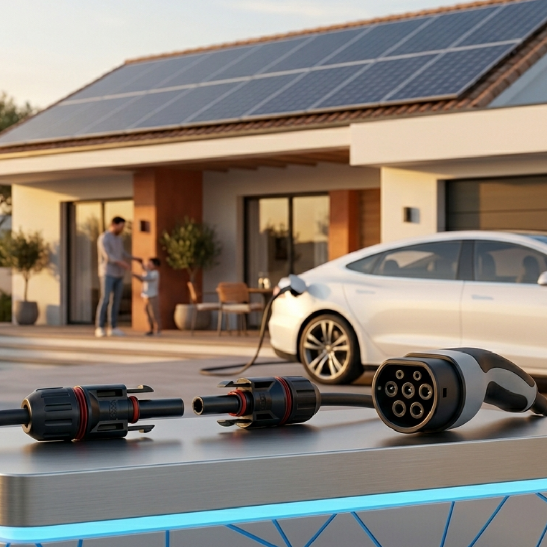 Tipos de conectores eléctricos utilizados en instalaciones solares y cargadores de coche eléctrico